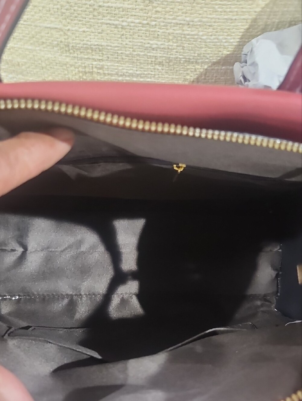 Patchwork Cream, Brown & Burgundy Paneled Tote/Crossbody - Picture 7 of 7